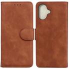 For iPhone 16 Plus Skin Feel Pure Color Flip Leather Phone Case(Brown) - 1