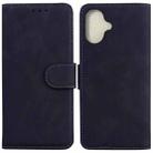 For iPhone 16 Plus Skin Feel Pure Color Flip Leather Phone Case(Black) - 1