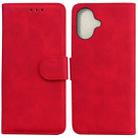 For iPhone 16 Skin Feel Pure Color Flip Leather Phone Case(Red) - 1