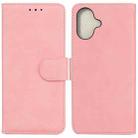 For iPhone 16 Skin Feel Pure Color Flip Leather Phone Case(Pink) - 1