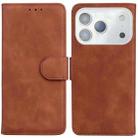 For iPhone 17 Pro Max Skin Feel Pure Color Flip Leather Phone Case(Brown) - 1