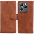 For Infinix Hot 40 / 40 Pro Skin Feel Pure Color Flip Leather Phone Case(Brown) - 1