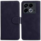 For Infinix Note 40 4G Skin Feel Pure Color Flip Leather Phone Case(Black) - 1