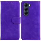 For Infinix Hot 50 4G Skin Feel Pure Color Flip Leather Phone Case(Purple) - 1