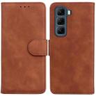 For Infinix Hot 50 4G Skin Feel Pure Color Flip Leather Phone Case(Brown) - 1