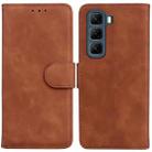 For Infinix Hot 50 5G Skin Feel Pure Color Flip Leather Phone Case(Brown) - 1