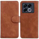 For Infinix Note 40 5G Skin Feel Pure Color Flip Leather Phone Case(Brown) - 1