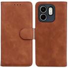 For Infinix Hot 50i / Smart 9 Skin Feel Pure Color Flip Leather Phone Case(Brown) - 1