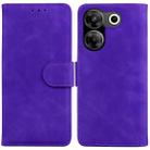 For Tecno Camon 20 Pro 4G / 20 Skin Feel Pure Color Flip Leather Phone Case(Purple) - 1