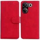 For Tecno Camon 20 Pro 4G / 20 Skin Feel Pure Color Flip Leather Phone Case(Red) - 1
