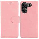 For Tecno Camon 20 Pro 4G / 20 Skin Feel Pure Color Flip Leather Phone Case(Pink) - 1
