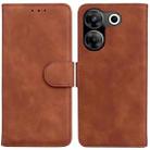 For Tecno Camon 20 Pro 4G / 20 Skin Feel Pure Color Flip Leather Phone Case(Brown) - 1