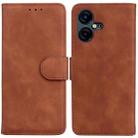 For Tecno Pova Neo 3 Skin Feel Pure Color Flip Leather Phone Case(Brown) - 1