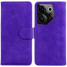 For Tecno Camon 20 Premier 5G Skin Feel Pure Color Flip Leather Phone Case(Purple) - 1