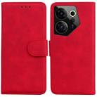 For Tecno Camon 20 Premier 5G Skin Feel Pure Color Flip Leather Phone Case(Red) - 1