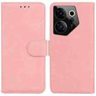 For Tecno Camon 20 Premier 5G Skin Feel Pure Color Flip Leather Phone Case(Pink) - 1