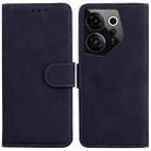 For Tecno Camon 20 Premier 5G Skin Feel Pure Color Flip Leather Phone Case(Black) - 1