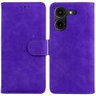 For Tecno Pova 5 Pro Skin Feel Pure Color Flip Leather Phone Case(Purple) - 1