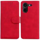 For Tecno Pova 5 Pro Skin Feel Pure Color Flip Leather Phone Case(Red) - 1