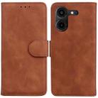 For Tecno Pova 5 Pro Skin Feel Pure Color Flip Leather Phone Case(Brown) - 1