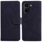 For Tecno Pova 5 Pro Skin Feel Pure Color Flip Leather Phone Case(Black) - 1