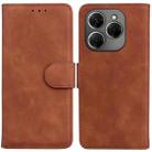 For Tecno Spark 20 Pro Skin Feel Pure Color Flip Leather Phone Case(Brown) - 1