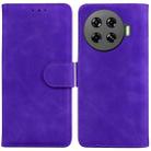 For Tecno Spark 20 Pro+ 4G Skin Feel Pure Color Flip Leather Phone Case(Purple) - 1