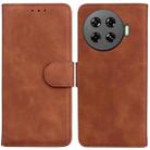 For Tecno Spark 20 Pro+ 4G Skin Feel Pure Color Flip Leather Phone Case(Brown) - 1