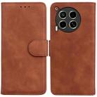 For Tecno Camon 30 4G / 5G / CL6 / CL7 Skin Feel Pure Color Flip Leather Phone Case(Brown) - 1