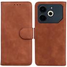 For Tecno Pova 6 Neo Skin Feel Pure Color Flip Leather Phone Case(Brown) - 1