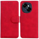 For Tecno Spark Go 1 / Pop 9 Pro Skin Feel Pure Color Flip Leather Phone Case(Red) - 1