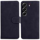 For Tecno Camon 40 Skin Feel Pure Color Flip Leather Phone Case(Black) - 1