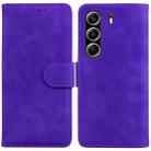 For Tecno Camon 40 Pro 4G Skin Feel Pure Color Flip Leather Phone Case(Purple) - 1
