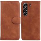 For Tecno Camon 40 Pro 4G Skin Feel Pure Color Flip Leather Phone Case(Brown) - 1