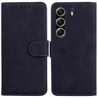 For Tecno Camon 40 Pro 4G Skin Feel Pure Color Flip Leather Phone Case(Black) - 1