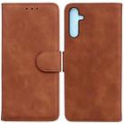 For Samsung Galaxy A25 5G Skin Feel Pure Color Flip Leather Phone Case(Brown) - 1