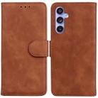 For Samsung Galaxy S23 FE 5G Skin Feel Pure Color Flip Leather Phone Case(Brown) - 1