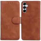 For Samsung Galaxy M34 5G/F34 5G Skin Feel Pure Color Flip Leather Phone Case(Brown) - 1