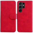 For Samsung Galaxy S24 Ultra 5G Skin Feel Pure Color Flip Leather Phone Case(Red) - 1