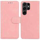 For Samsung Galaxy S24 Ultra 5G Skin Feel Pure Color Flip Leather Phone Case(Pink) - 1