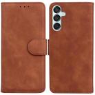 For Samsung Galaxy M15/F15 Skin Feel Pure Color Flip Leather Phone Case(Brown) - 1