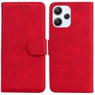 For Xiaomi Redmi 12 Skin Feel Pure Color Flip Leather Phone Case(Red) - 1