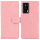 For Xiaomi Poco F5 Pro / Redmi K60 Skin Feel Pure Color Flip Leather Phone Case(Pink) - 1