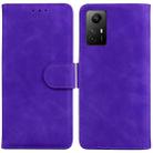 For Xiaomi Redmi Note 12S Skin Feel Pure Color Flip Leather Phone Case(Purple) - 1