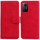 For Xiaomi Redmi Note 12S Skin Feel Pure Color Flip Leather Phone Case(Red) - 1