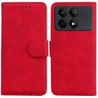 For Xiaomi Redmi K70E / Poco X6 Pro Skin Feel Pure Color Flip Leather Phone Case(Red) - 1