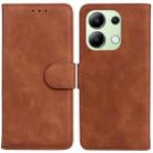 For Xiaomi Redmi Note 13 4G Global Skin Feel Pure Color Flip Leather Phone Case(Brown) - 1