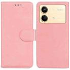 For Xiaomi Redmi Note 13R Pro Skin Feel Pure Color Flip Leather Phone Case(Pink) - 1