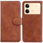 For Xiaomi Redmi Note 13R Pro Skin Feel Pure Color Flip Leather Phone Case(Brown) - 1