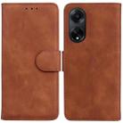 For OPPO A98 5G / F23 5G India Skin Feel Pure Color Flip Leather Phone Case(Brown) - 1